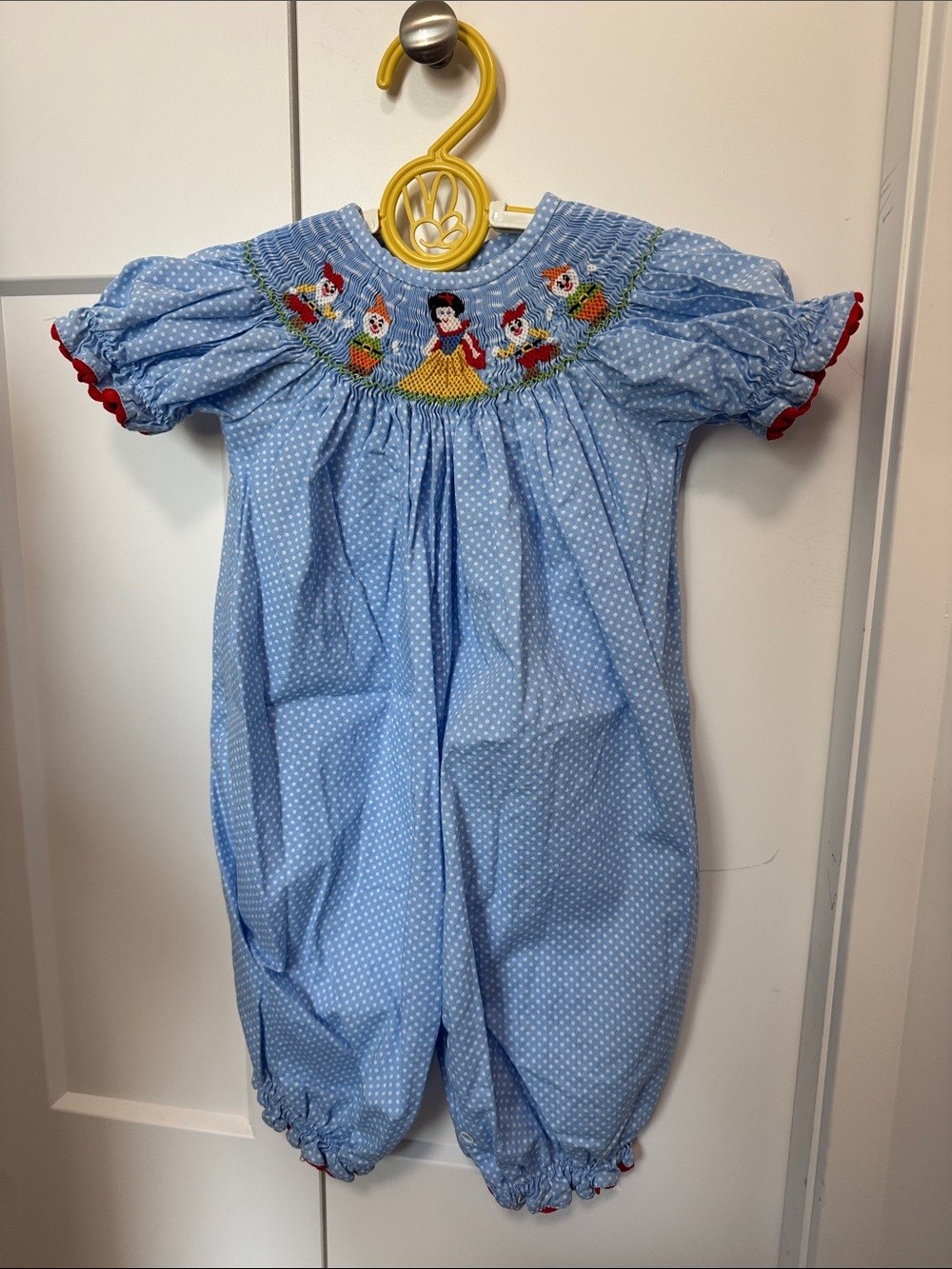 Classic Smocked Blue Polka Dot Kids One-Piece